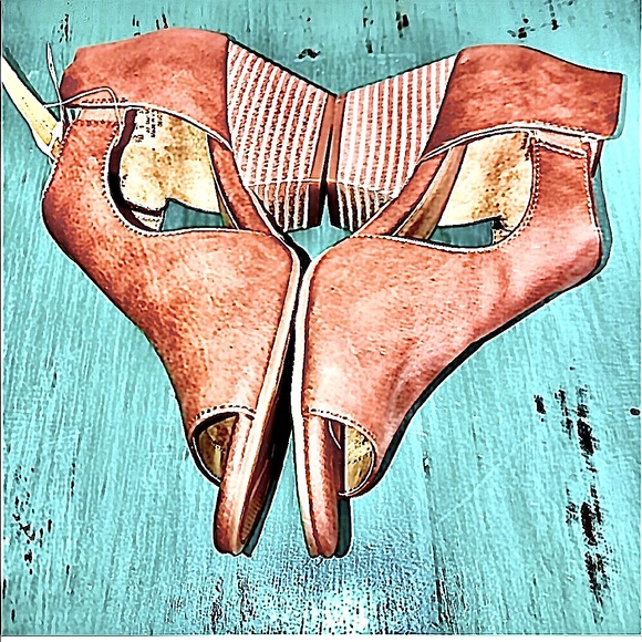 RESERVED TAN STACKED SANDALS NATURAL SOUL NEW 7 - Picture 2 of 7